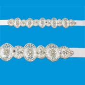 Menyasszonyi strasszos őv szatén szalagon - CRYSTAL - SILVER